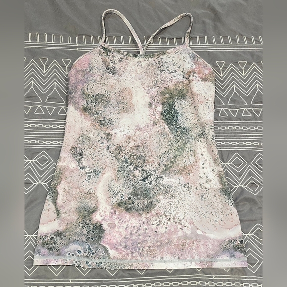 lululemon athletica Tops - Lululemon Power Y Tank In Sugar Crush Multi Galaxy Print Size 6